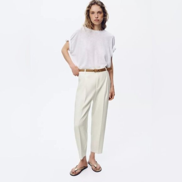 Zara Taupe Relaxed Tapered Pants - Size XL - Picture 1 of 11